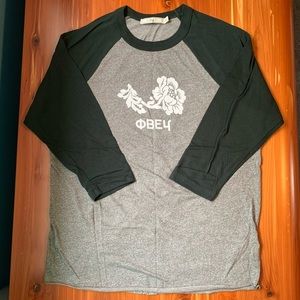 Obey gray and green 3/4 sleeve baseball T-shirt